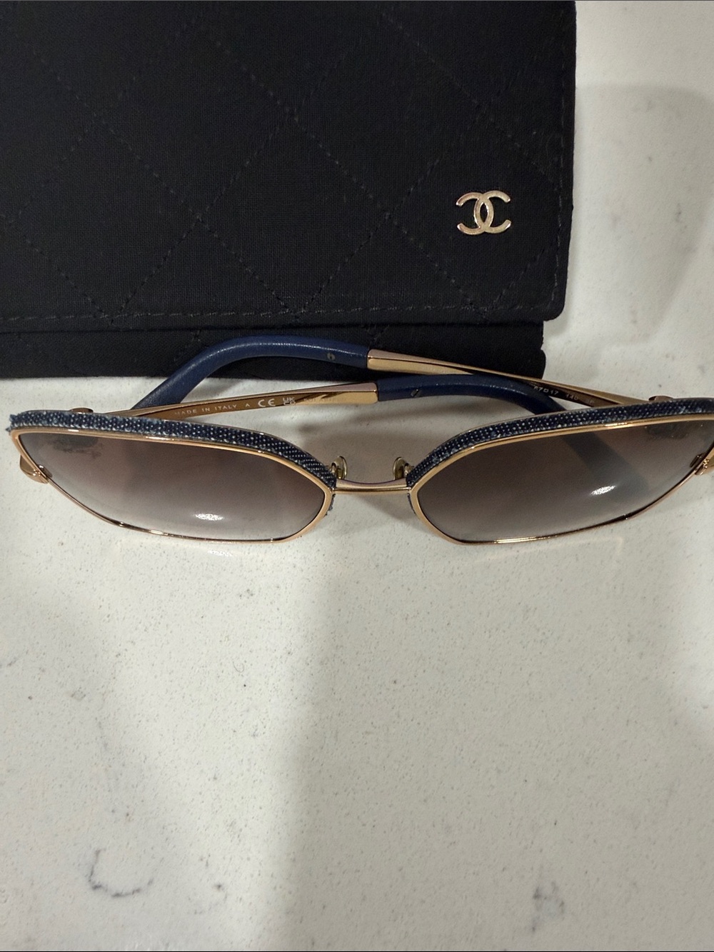 CHANEL Gold Frame Brown Gradient Square Sunglasses - Picture 2 of 4
